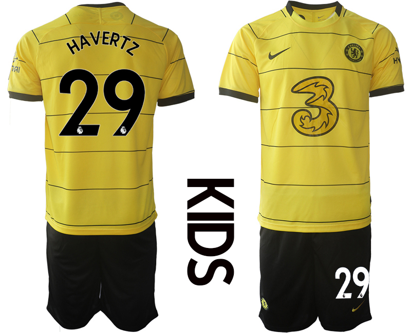 Youth 2021-2022 Club Chelsea away yellow #29 Soccer Jersey